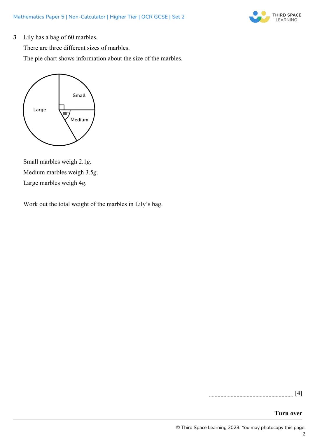 THIRD SPACE
LEARNING
Mathematics
Paper 5
(Non-Calculator)
Higher Tier
OCR GCSE
SET 2 THIRD SPACE
LEARNING
Mathematics Paper 5 | Non-Calculat