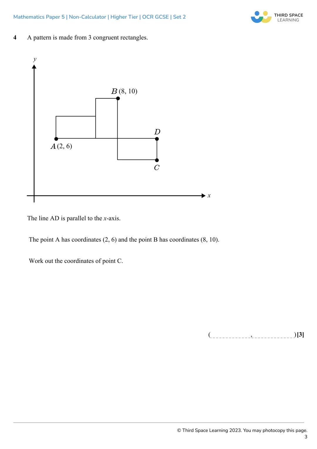 THIRD SPACE
LEARNING
Mathematics
Paper 5
(Non-Calculator)
Higher Tier
OCR GCSE
SET 2 THIRD SPACE
LEARNING
Mathematics Paper 5 | Non-Calculat