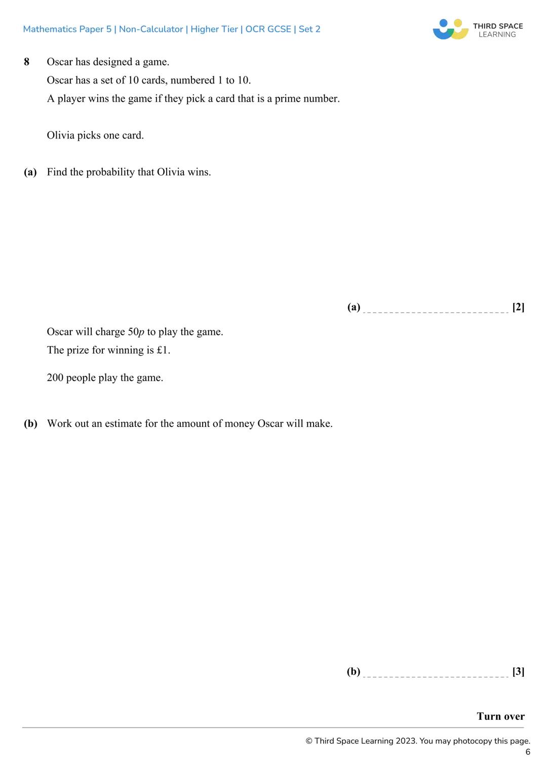 THIRD SPACE
LEARNING
Mathematics
Paper 5
(Non-Calculator)
Higher Tier
OCR GCSE
SET 2 THIRD SPACE
LEARNING
Mathematics Paper 5 | Non-Calculat