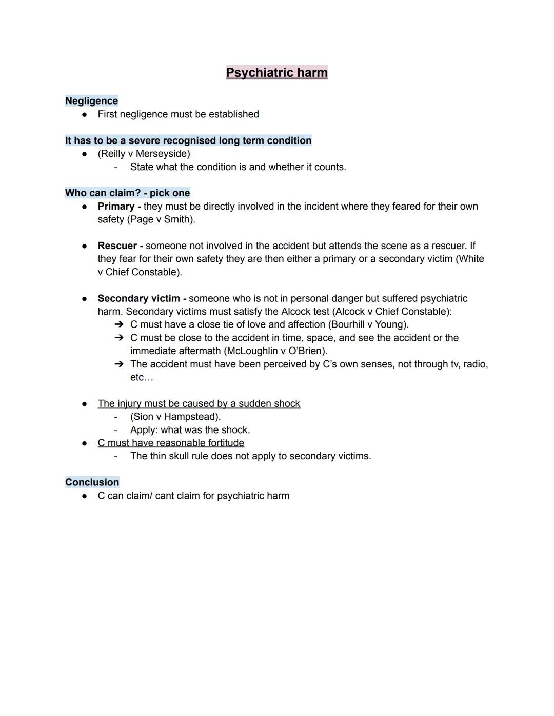 Psychiatric harm flowchart