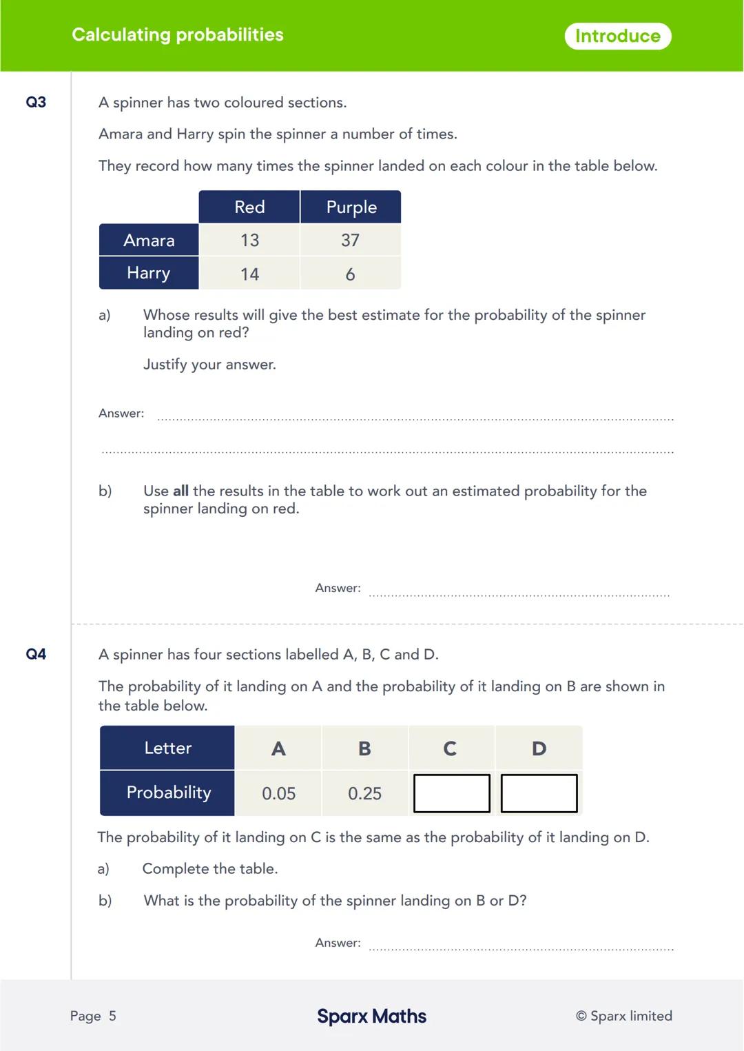 Sparx Maths
Crossover Workbook 5
Probability
sparxmaths.com In this series of six workbooks, there are a range of questions from key crossov