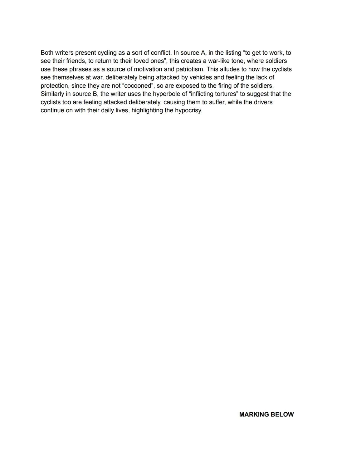 AQA English Language Paper 2 -2018 NOV
Q1 - C, D, F, G
Q2 - In source A, the drivers are presented as inconsiderate, which ultimately causes