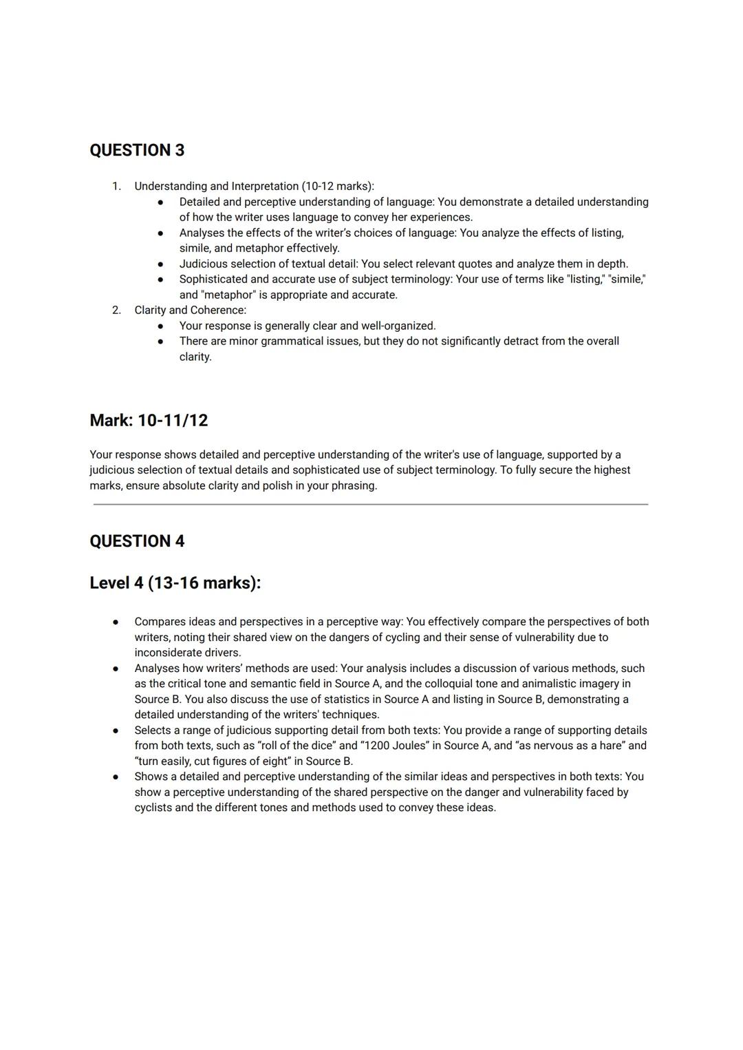 AQA English Language Paper 2 -2018 NOV
Q1 - C, D, F, G
Q2 - In source A, the drivers are presented as inconsiderate, which ultimately causes
