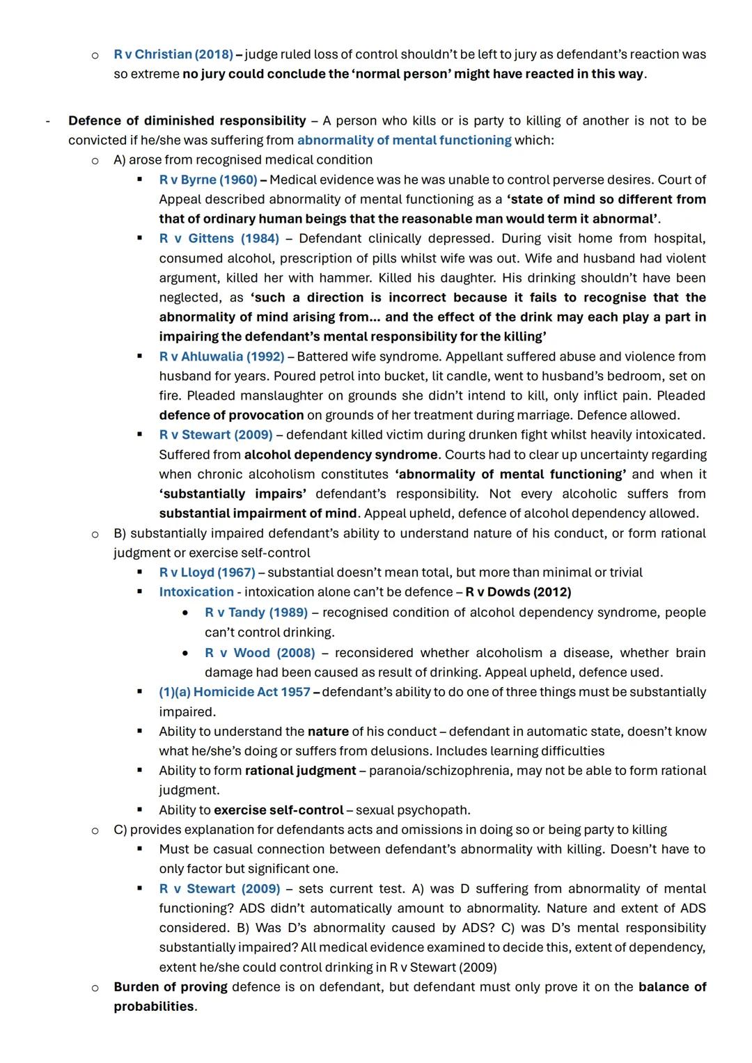 Voluntary Manslaughter Scenario Question Structure
Establish who the victim/claimant is.
Define voluntary manslaughter
о There are two parti