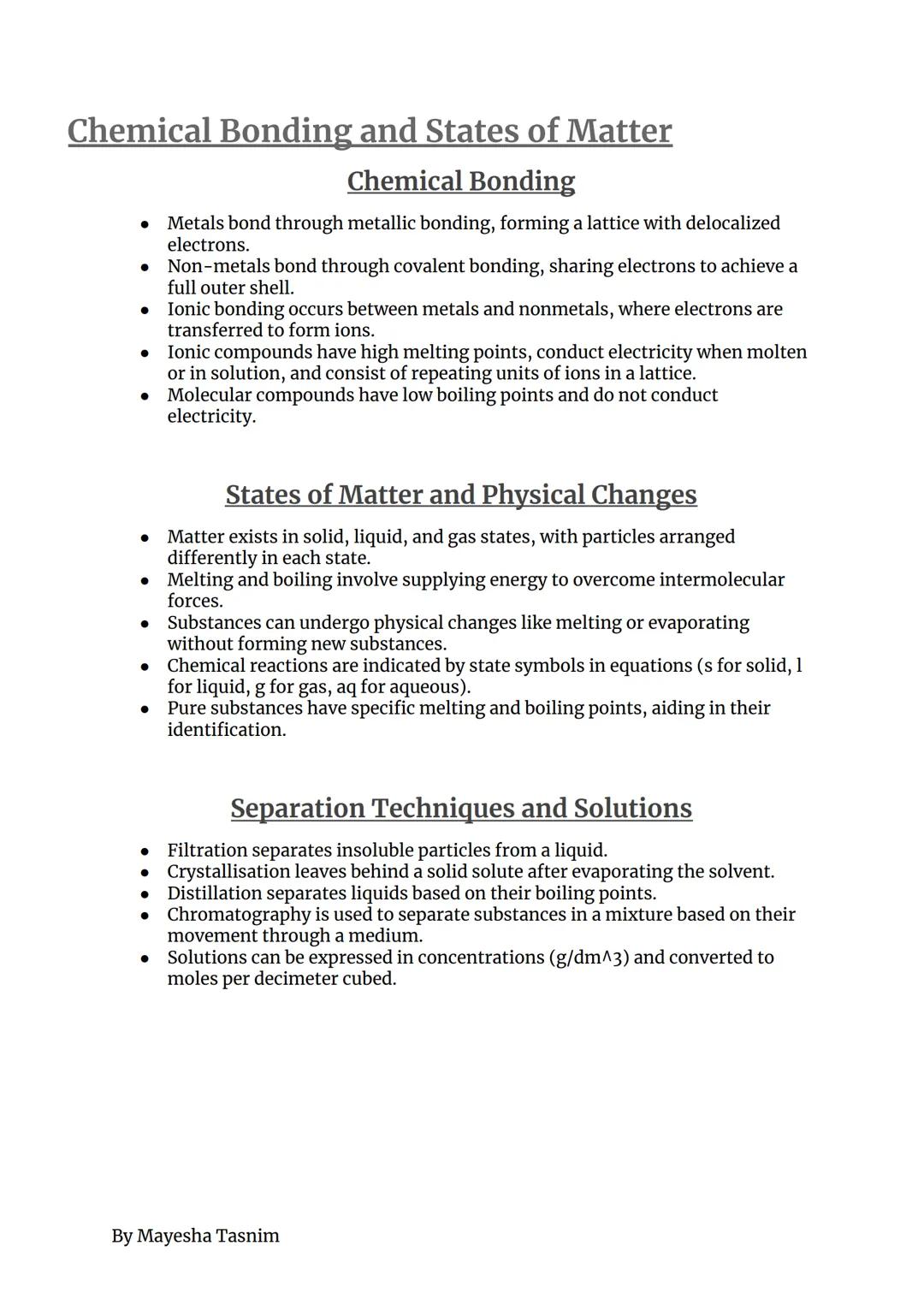 Chemistry Paper 1 Revision
Chemical Reactions and Atomic Structure
•
•
•
Atoms and Elements
Substances are made of atoms, which are represen