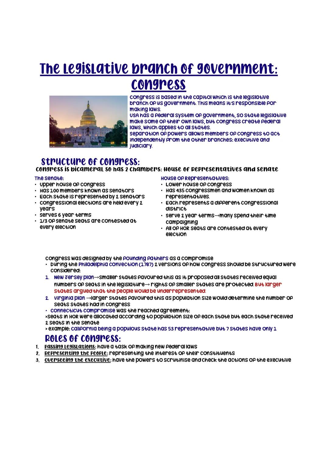 Congress, legislative branch of government