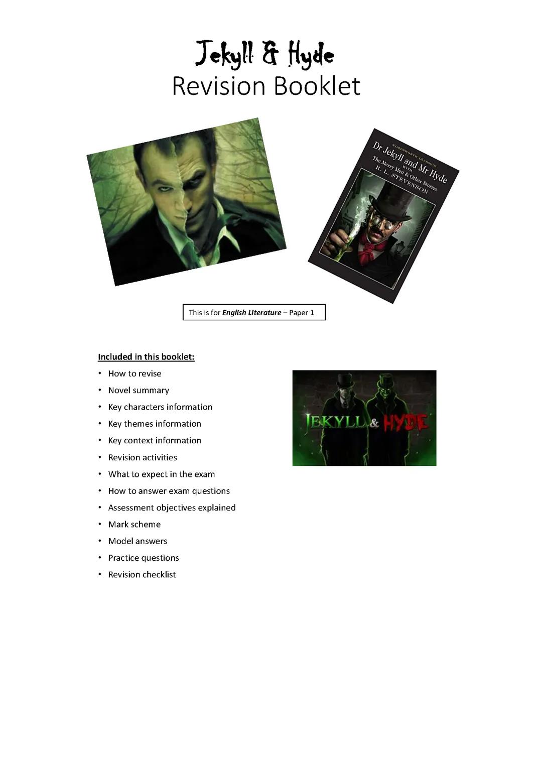 JEKYLL & HYDE REVISION BOOKLET