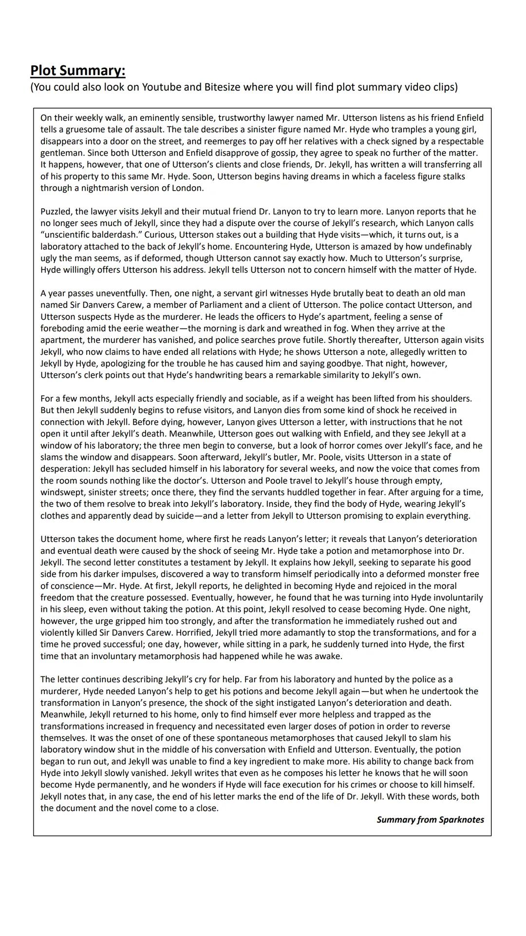Jekyll & Hyde
Revision Booklet
Dr Jekyll and Mr Hyde
WORDSWORTH CLASSICS
WITH
The Merry Men & Other Stories
R. L. STEVENSON
This is for Engl