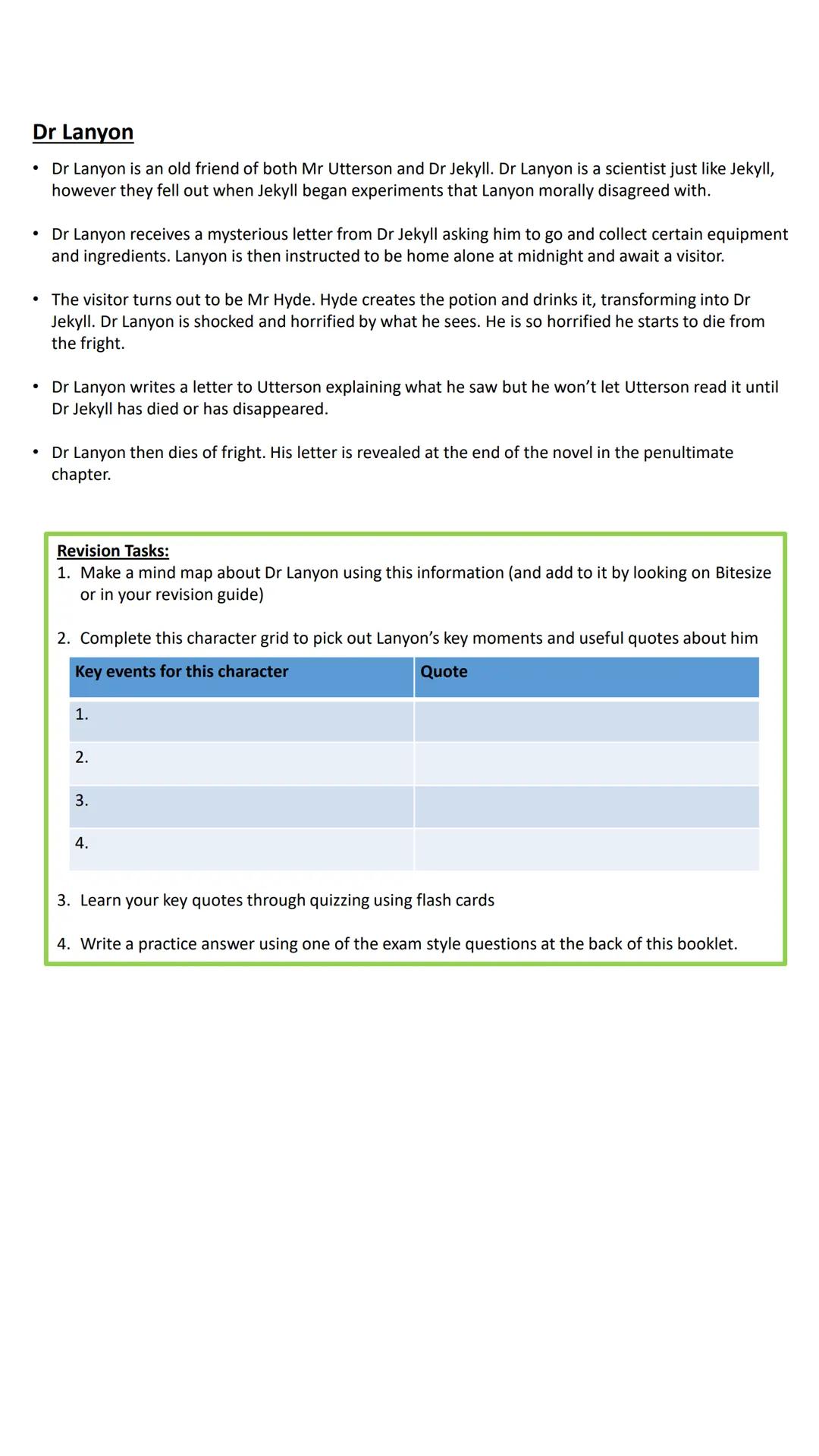 Jekyll & Hyde
Revision Booklet
Dr Jekyll and Mr Hyde
WORDSWORTH CLASSICS
WITH
The Merry Men & Other Stories
R. L. STEVENSON
This is for Engl