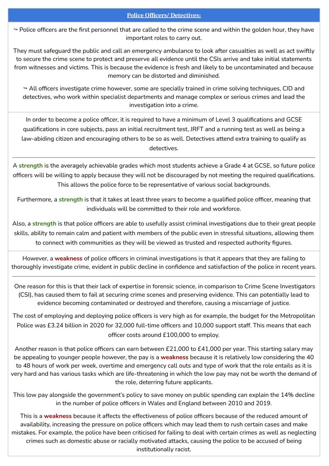 10 marks
50 minutes
AC1.1:
Evaluate the effectiveness of the roles of personnel involved in criminal investigations AC1.1 Writing Support
Yo