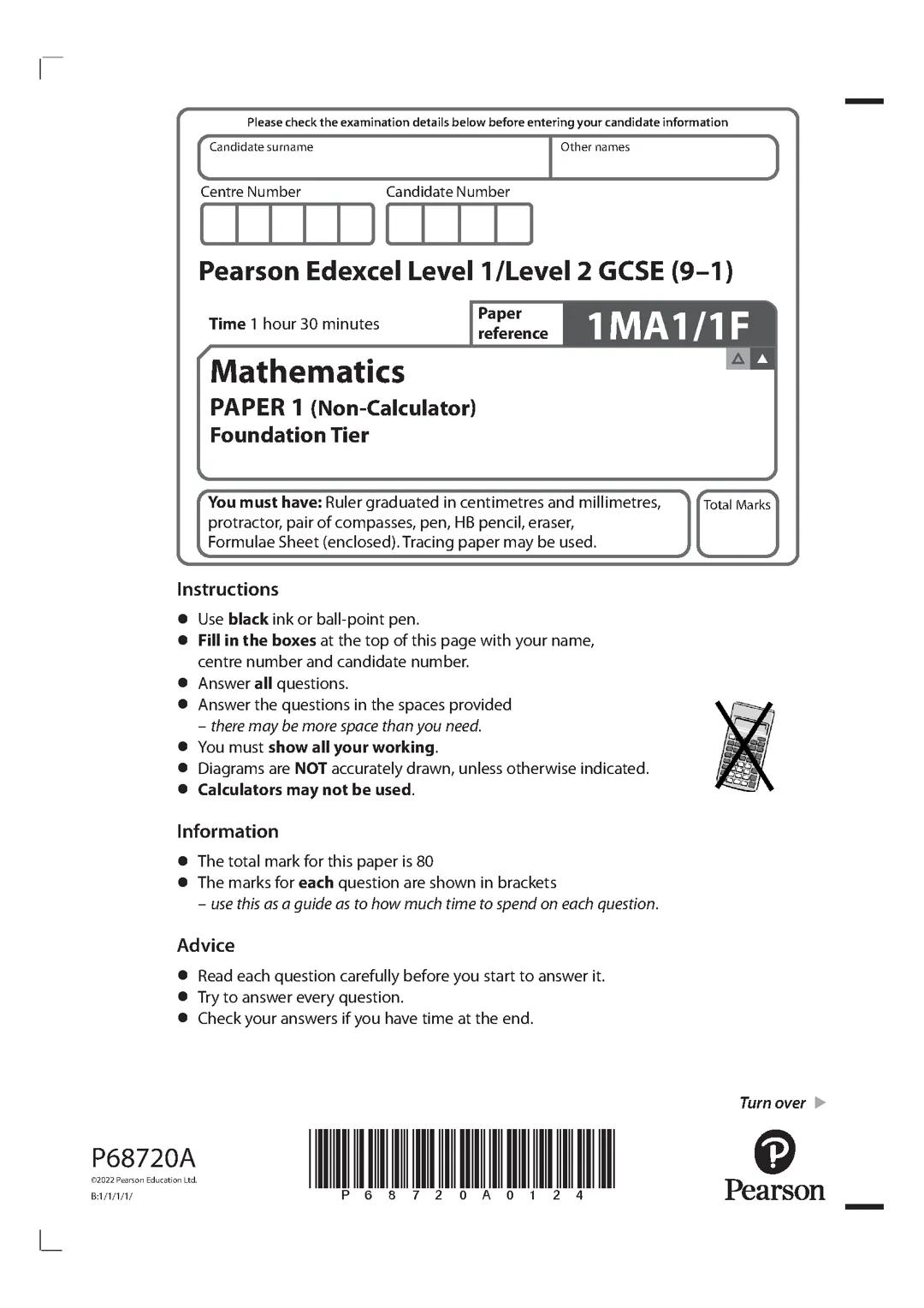 Maths paper 1 Non-calculator
