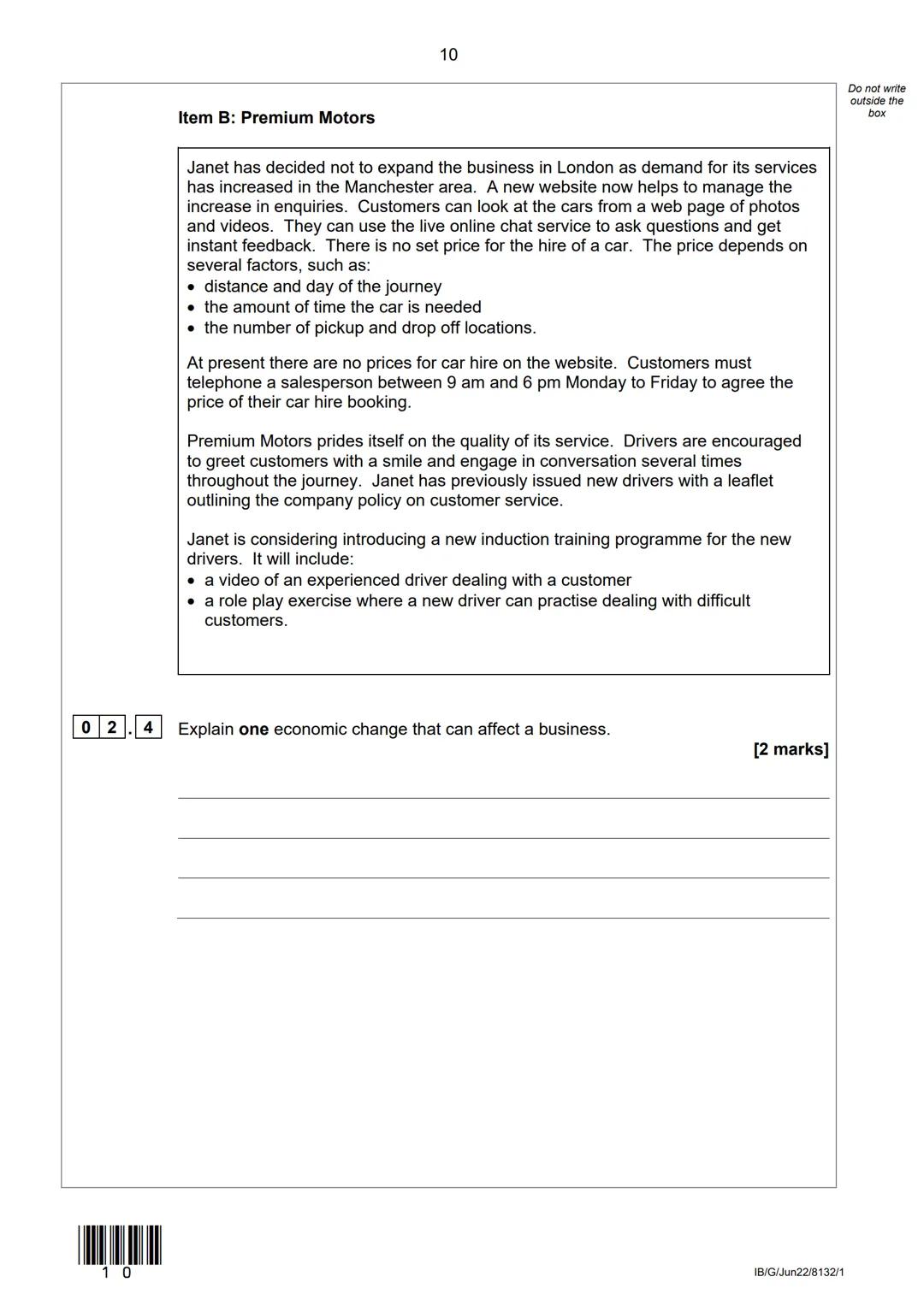 AQA
Please write clearly in block capitals.
Centre number
Surname
Forename(s)
Candidate signature
I declare this is my own work.
Candidate n