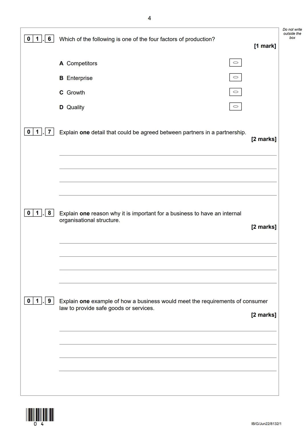 AQA
Please write clearly in block capitals.
Centre number
Surname
Forename(s)
Candidate signature
I declare this is my own work.
Candidate n