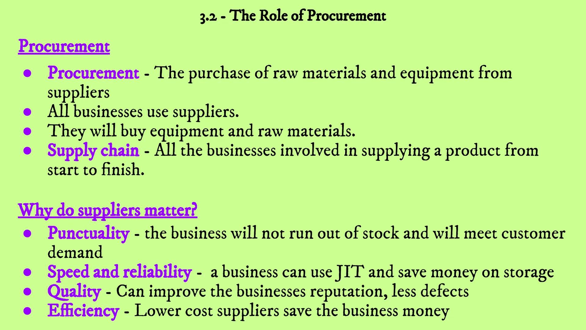 Business Revision
Unit 3 - Business Operations
3.1 3.2 3.3 3.4 3.1 Production Processes
- 3.1 - Production Processes
• Production - the proc