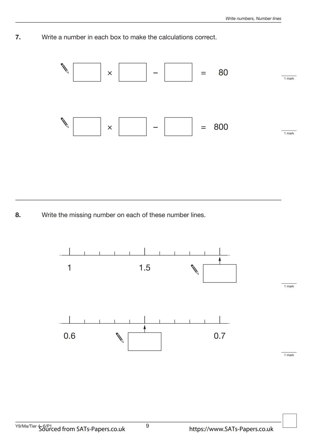 Ma
KEY STAGE
3
Year 9 mathematics test
TIER
4-6
Paper 1
Calculator not allowed
First name
Last name
Class
Date
Please read this page, but do