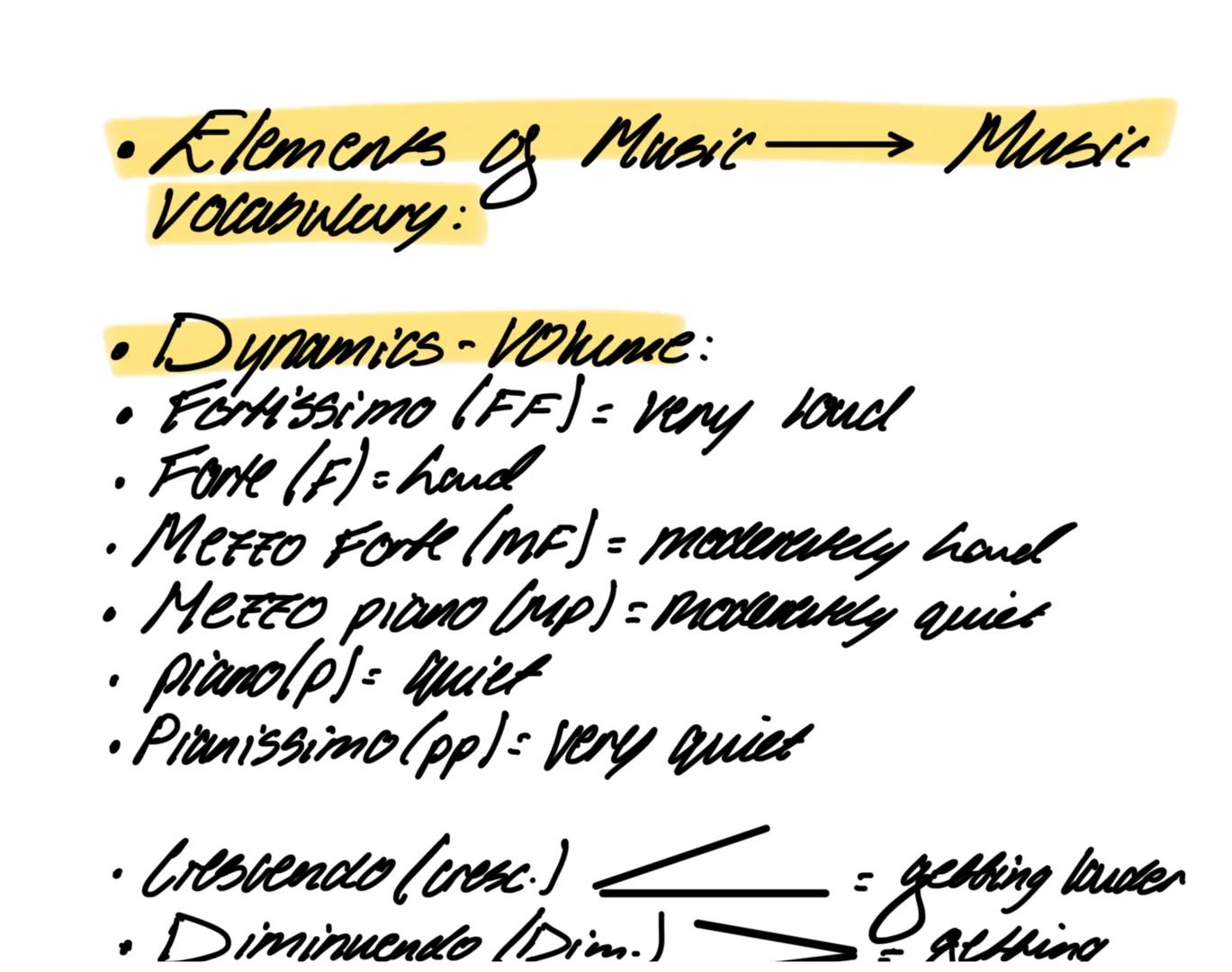 GUSE Music
Theory:
• Dr T Smith Defenitions:
•D: Dynamics = volume in music
• hand Forte, Quiet = piano
•Duration-length of notes, how
many