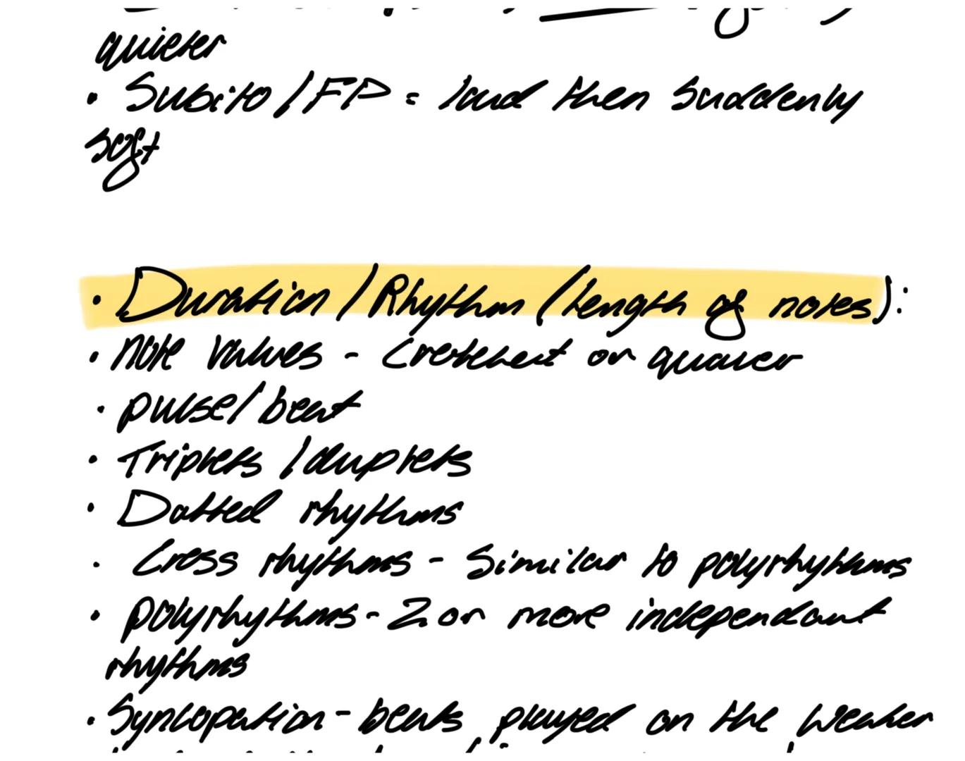 GUSE Music
Theory:
• Dr T Smith Defenitions:
•D: Dynamics = volume in music
• hand Forte, Quiet = piano
•Duration-length of notes, how
many