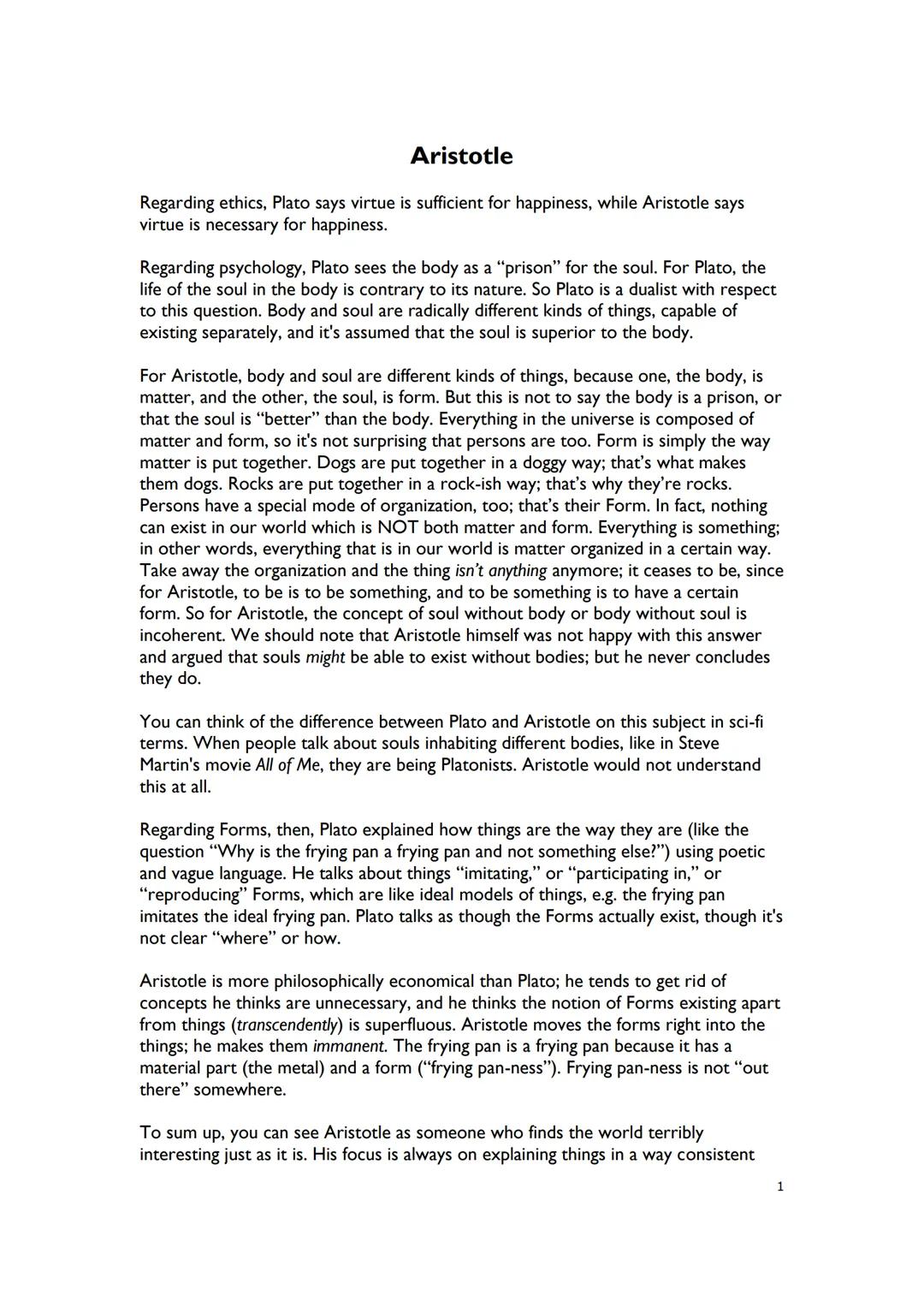 Aristotle notes philosophy