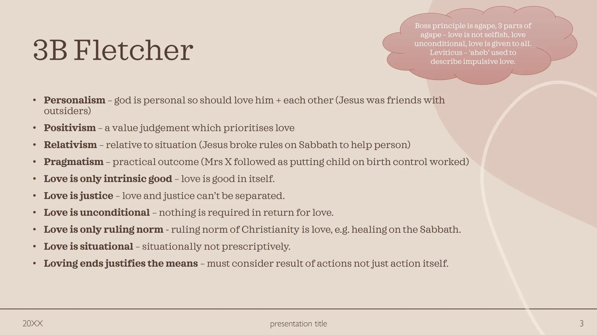 # Ethics 3
WJEC # 3 A Fletcher
* Legalism – prescribed rules often from religious law such as DCT.
Fletcher dislikes as too strict and f