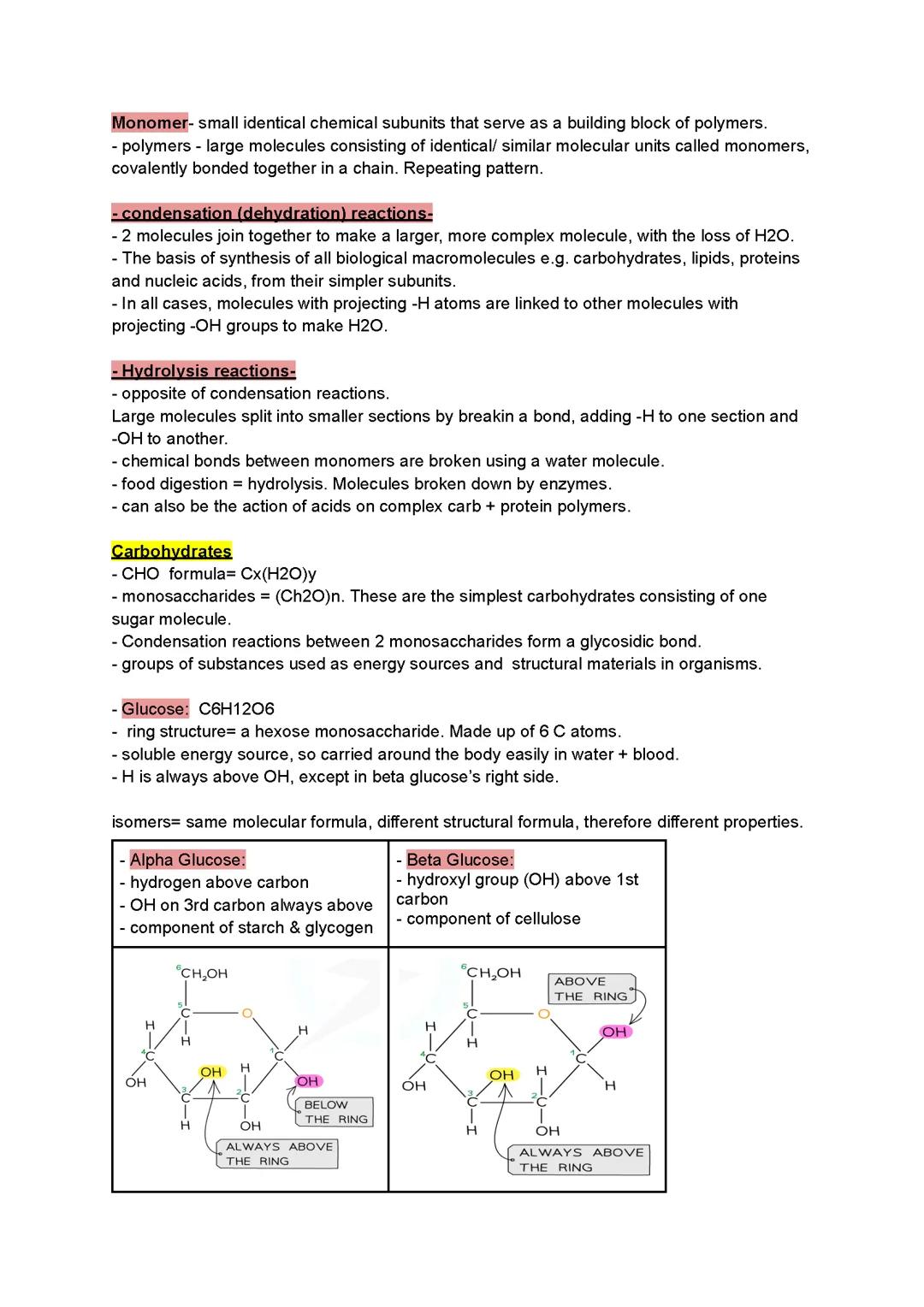 BIOLOGICAL MOLECULES,, OCR A level biology