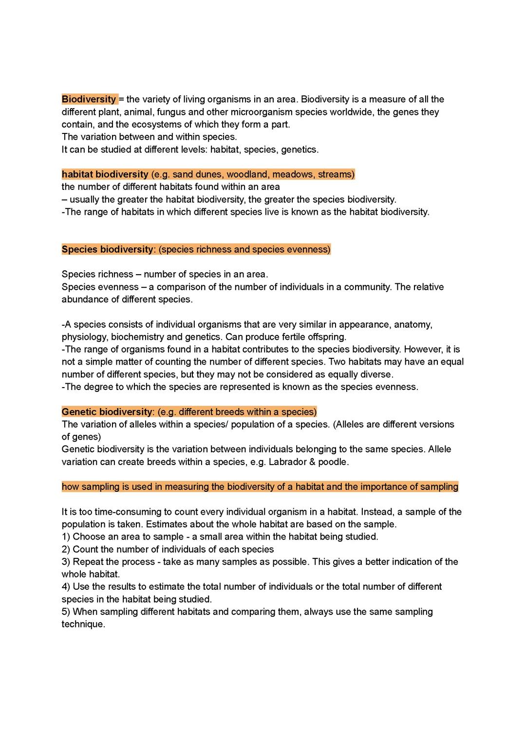 Biodiversity A level biology OCR