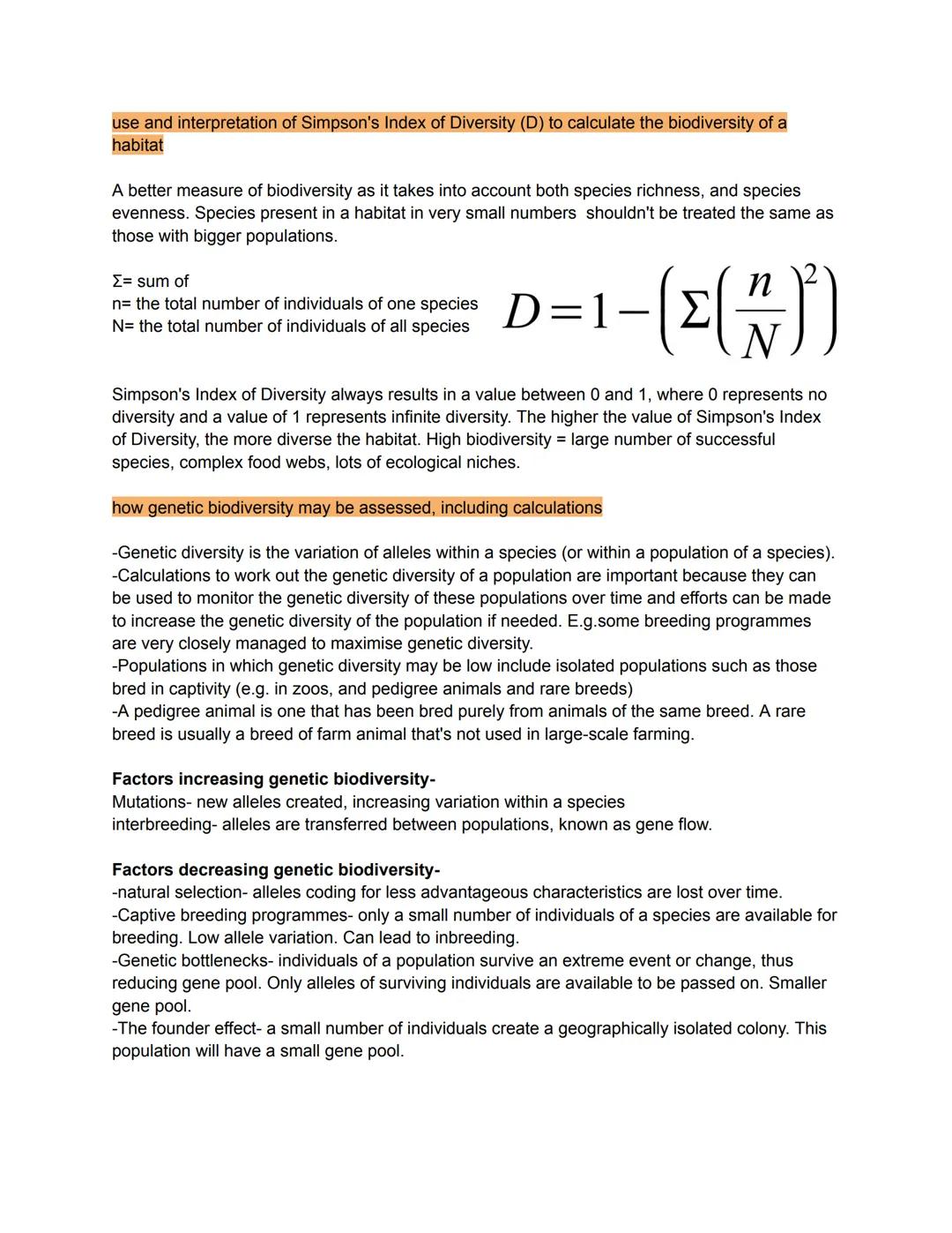 Biodiversity = the variety of living organisms in an area. Biodiversity is a measure of all the
different plant, animal, fungus and other mi