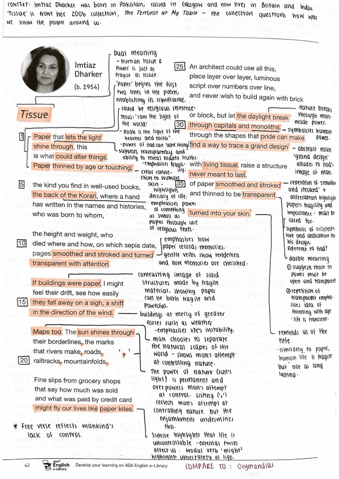 CONTEXT: Imhaz Dharker was born in Pakistan, raised in Glasgow and now lives in Britain and India.
'Tissue' is from her 2006 collection, The