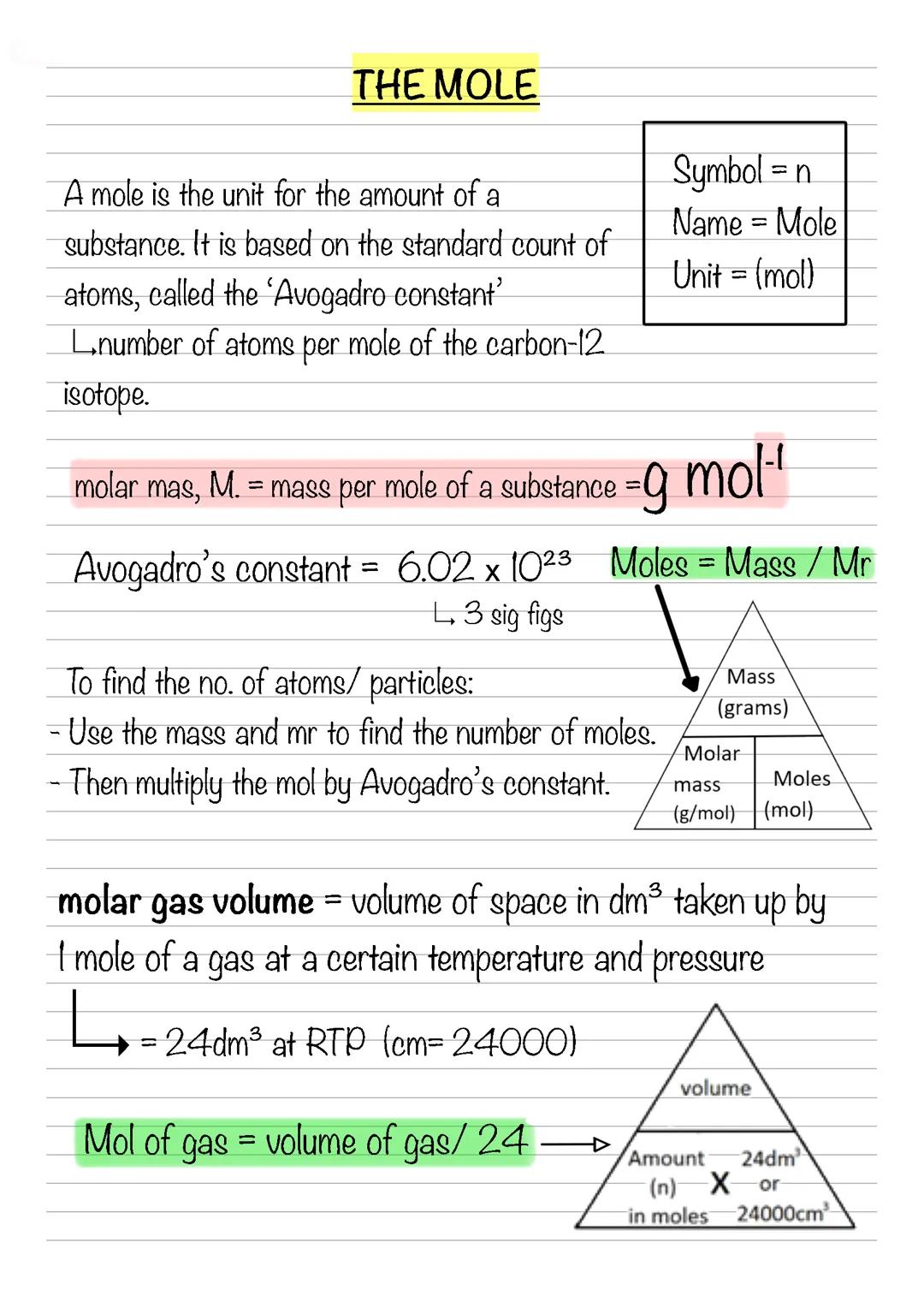 3) amount of substance ocr a level chemistry