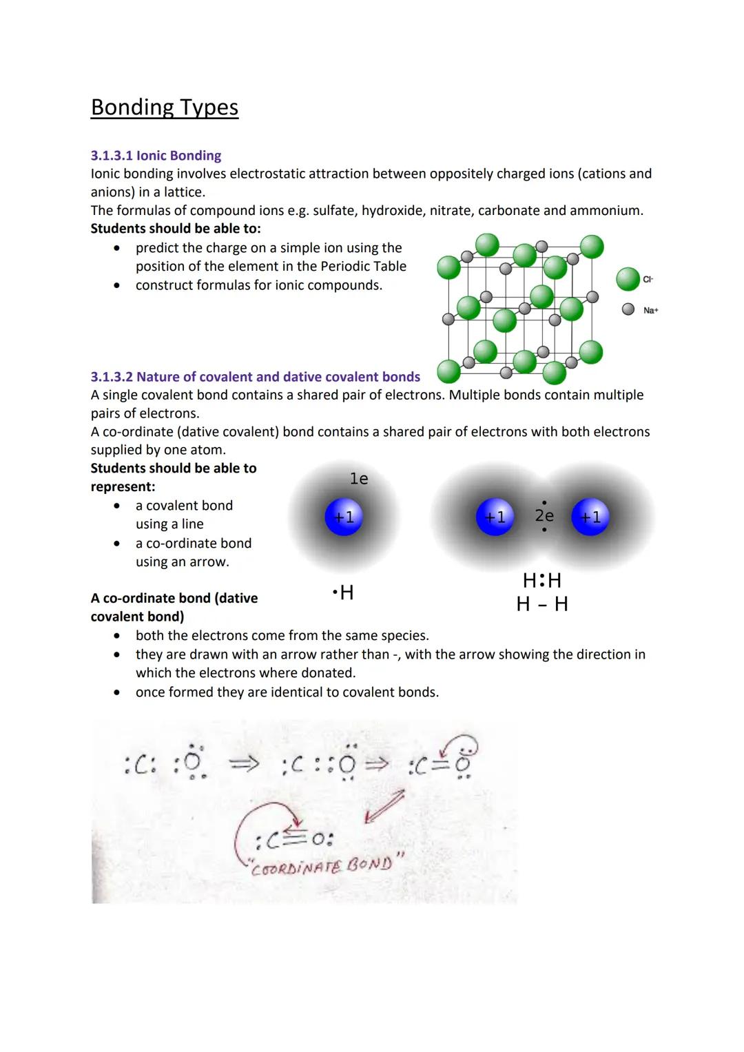 Bonding Types
3.1.3.1 Ionic Bonding
Ionic bonding involves electrostatic attraction between oppositely charged ions (cations and
anions) in