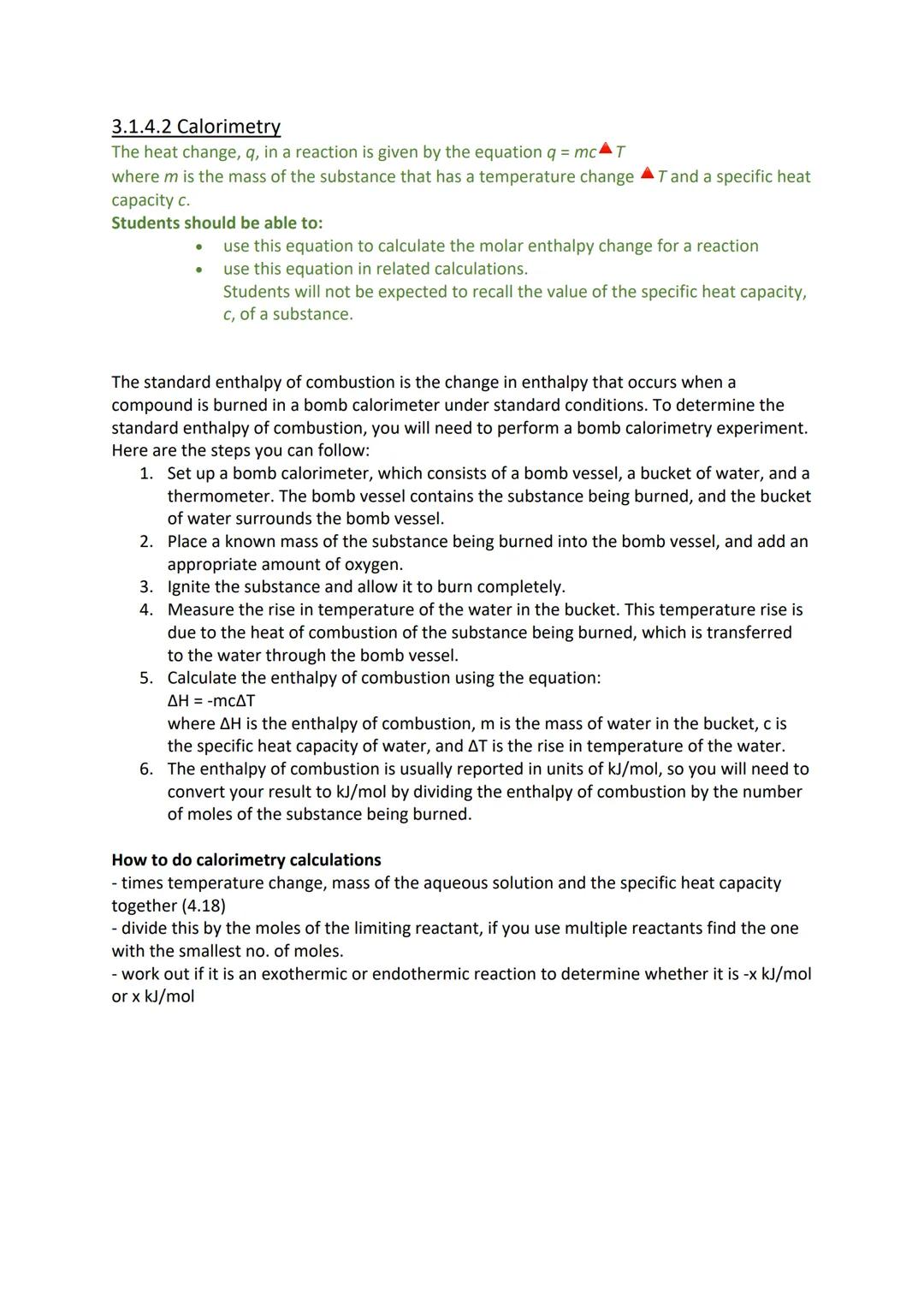### 3.1.4.1 Enthalpy change
Reactions can be endothermic or exothermic.
Enthalpy change (AH) is the heat energy change measured under cond