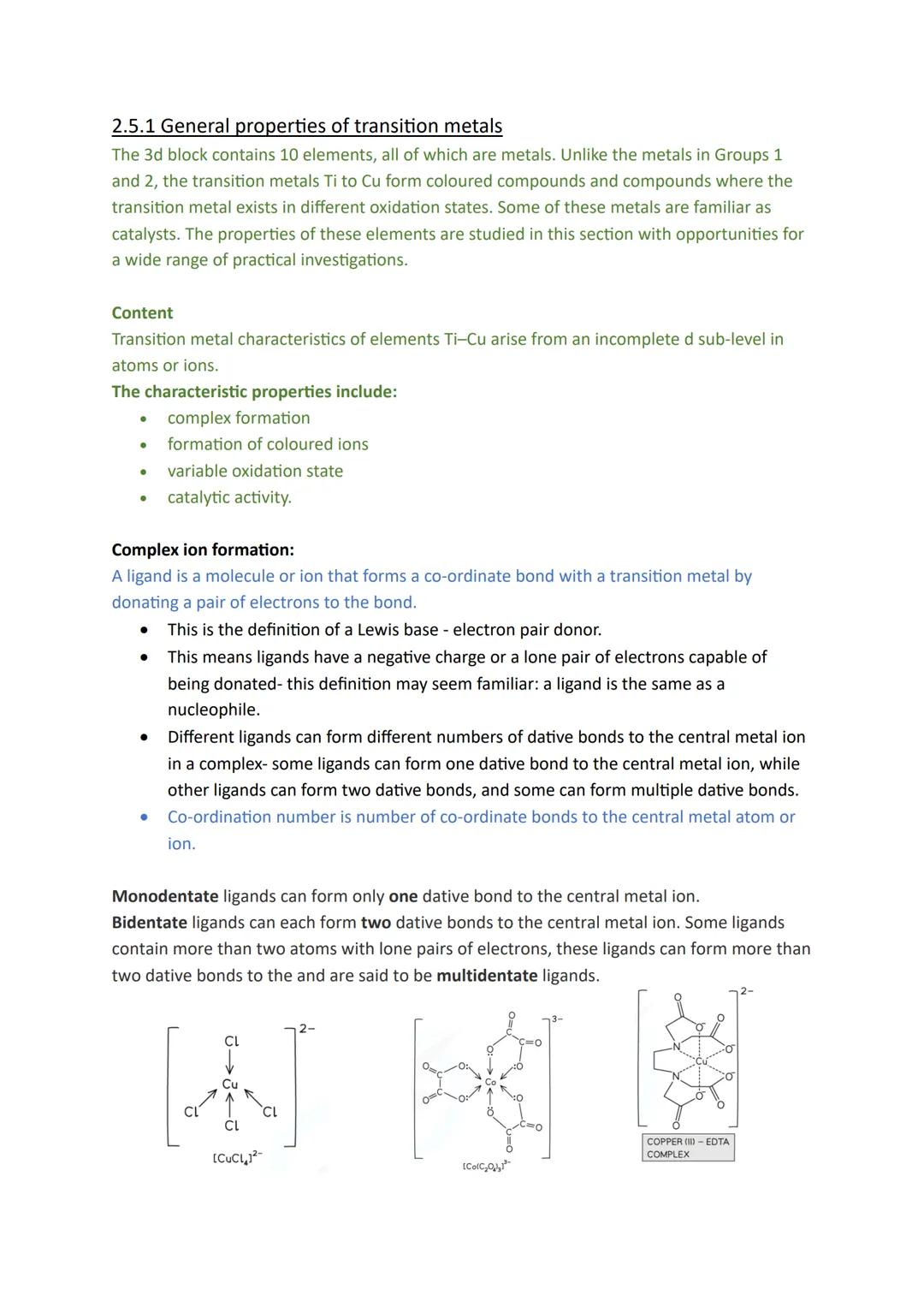 2.5.1 General properties of transition metals
The 3d block contains 10 elements, all of which are metals. Unlike the metals in Groups 1
and
