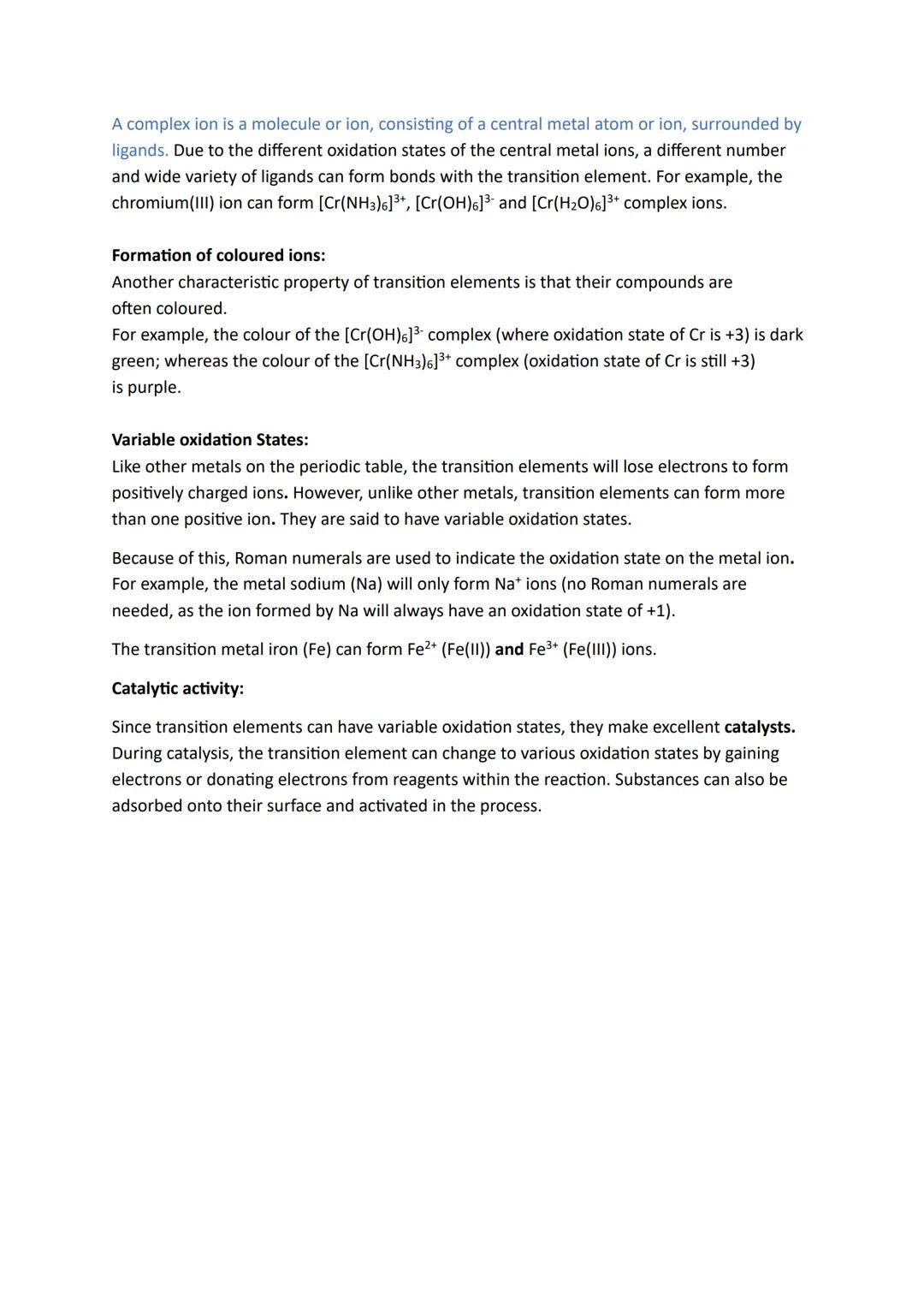 2.5.1 General properties of transition metals
The 3d block contains 10 elements, all of which are metals. Unlike the metals in Groups 1
and