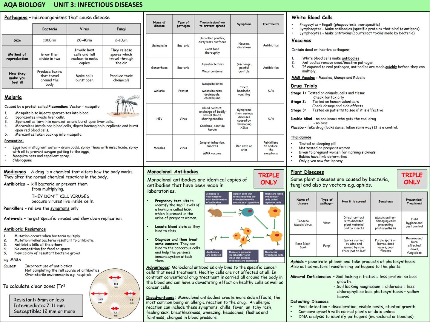 Biology Knowledge Organisers
Unit 1: Cells
Unit 2: Organisation
Unit 3: Infectious Diseases
Unit 4: Bioenergetics
(Photosynthesis and
Respir