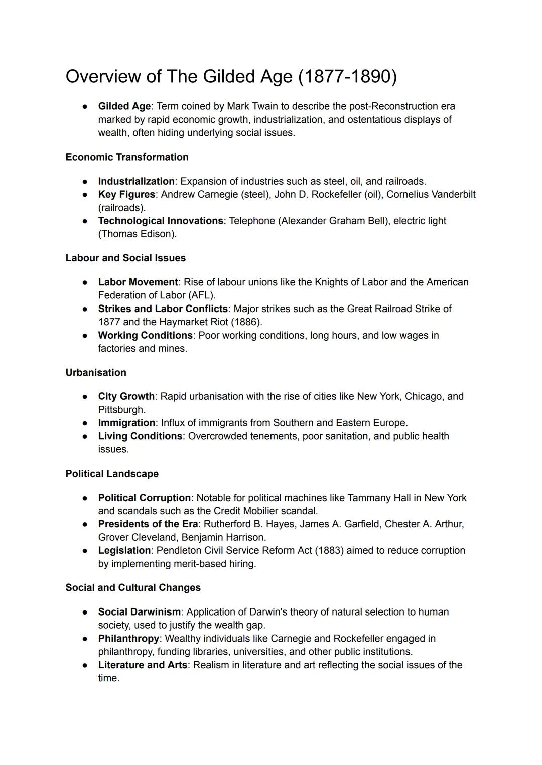 Overview of Reconstruction
Reconstruction: Period following the Civil War focused on rebuilding the South and
integrating freed slaves into