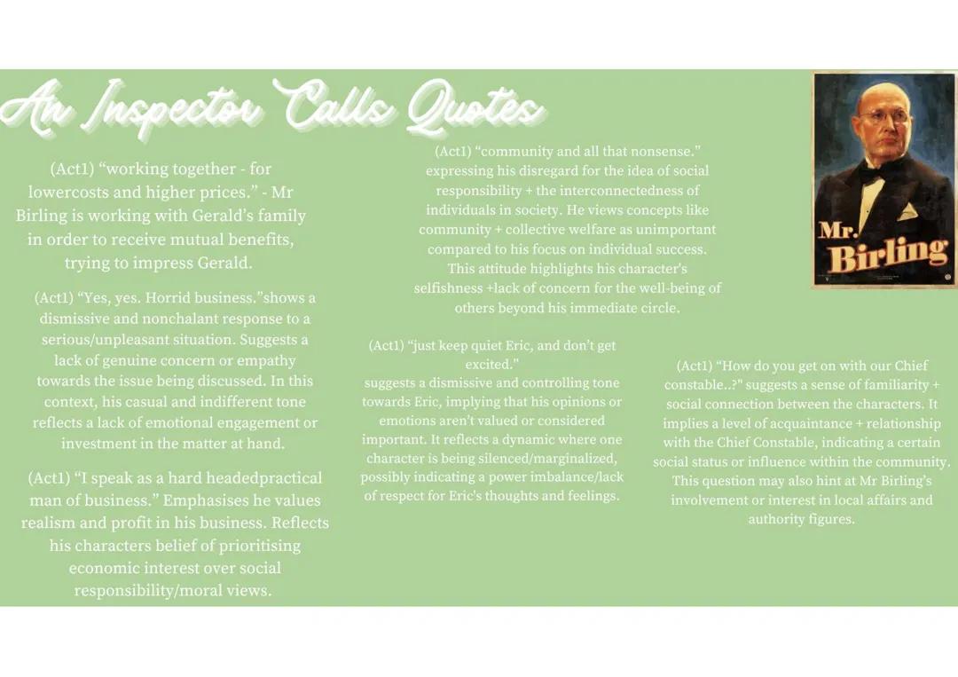 Mr Birling “An Inspector Calls” quotes