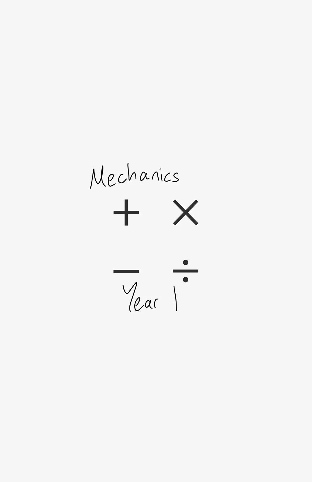 Mechanics
+ X
รท
Year 1
Year 1 MATHEMATICS-Modelling in Mechanics
Equations
SUMMARY/ACTIVE RECALL
NOTES/WORK
Modelling is done by observing a