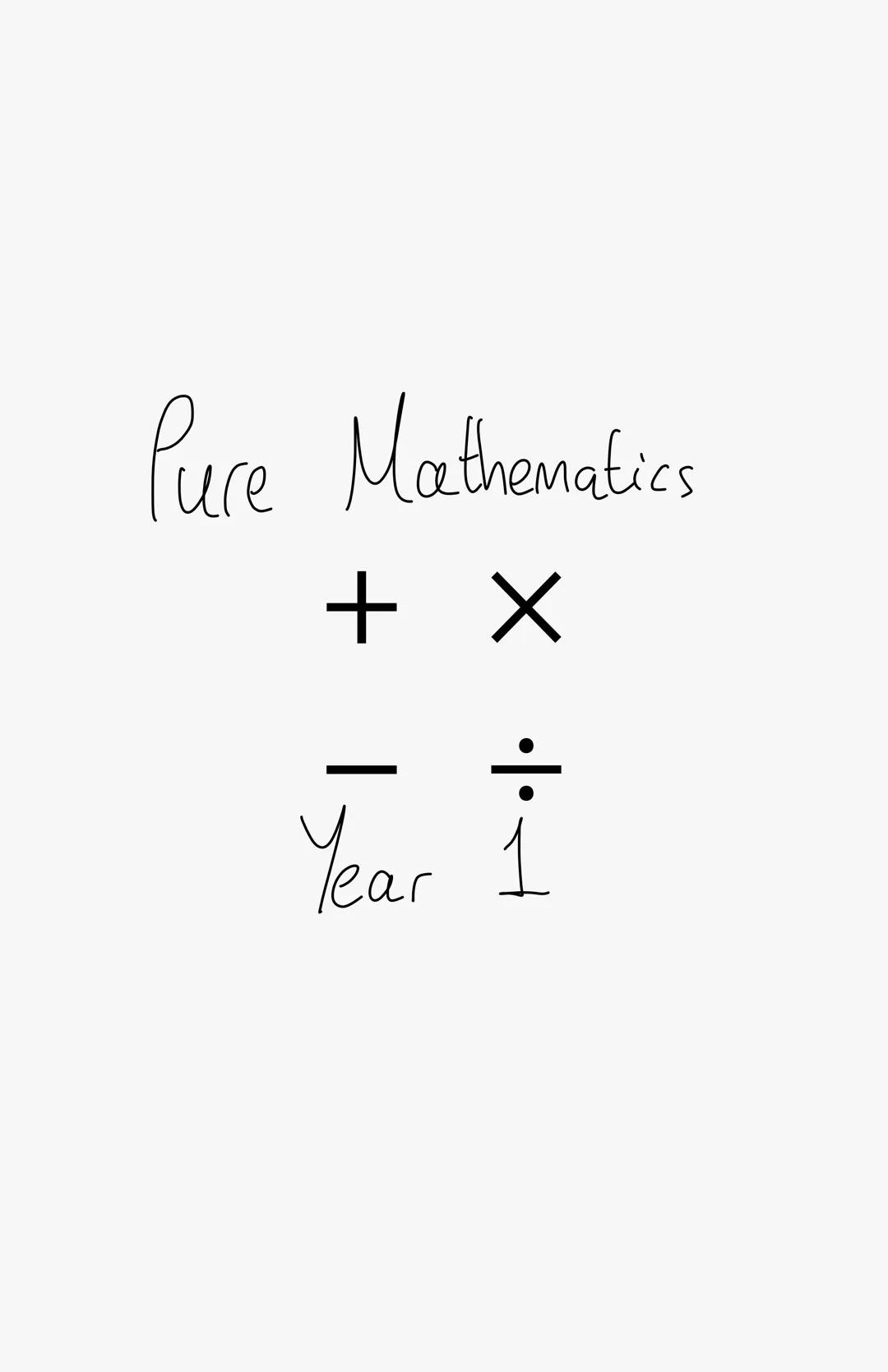 Pure Mathematics
+ X
I
i
Year 1 MATHEMATICS-Algebraië Cxpessions
Equations
NOTES/WORK
Index laws:
a
x x x = x
x = x = x
a+b
a-b
(x) = xab
(a