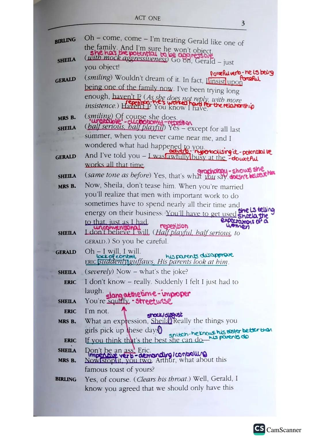 CHARACTERS
ARTHUR BIRLING
SYBIL BIRLING his wife
SHEILA BIRLING his daughter
ERIC BIRLING his son
AEDNA the maid
GERALD CROFT
*INSPECTOR GOO