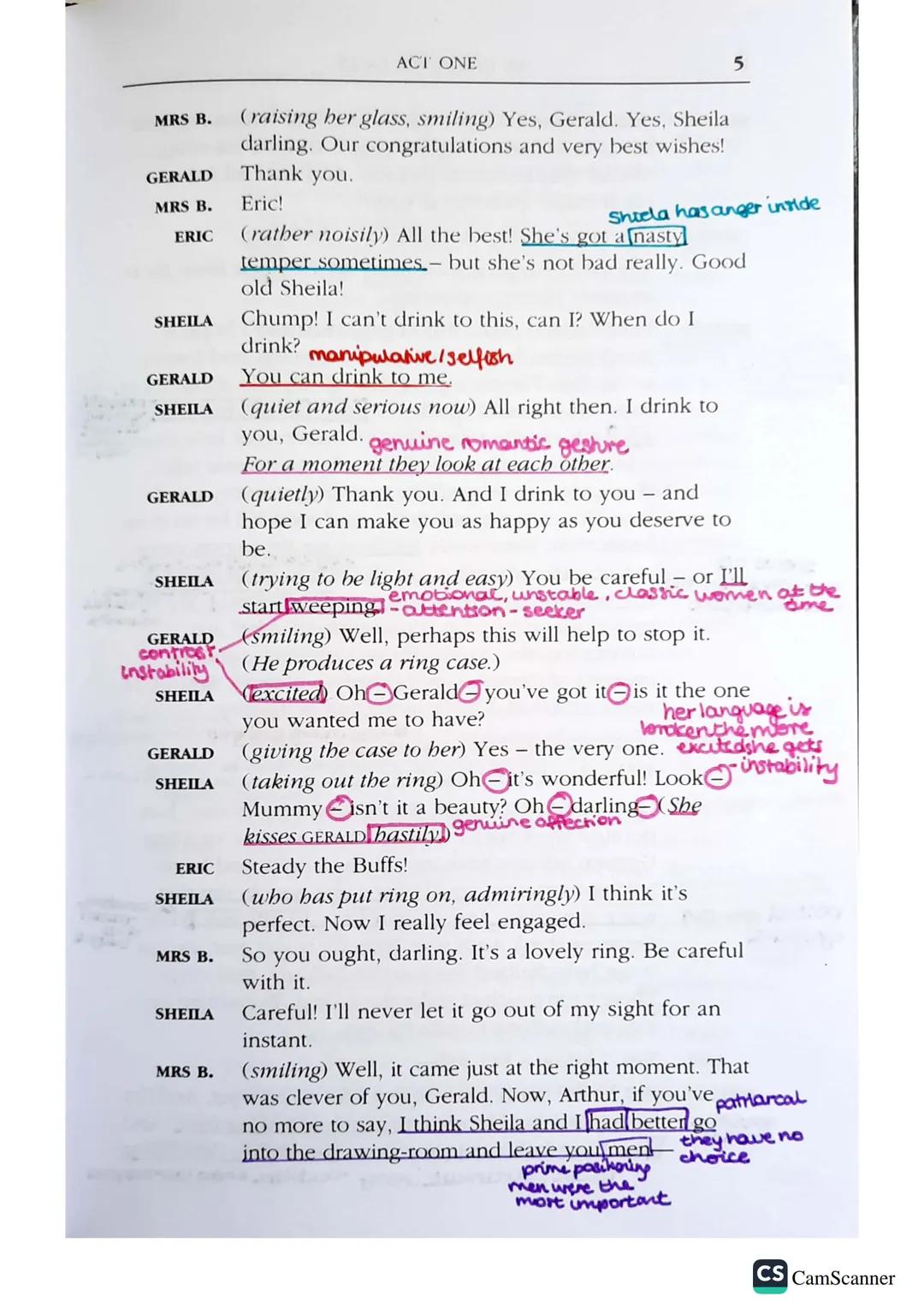 CHARACTERS
ARTHUR BIRLING
SYBIL BIRLING his wife
SHEILA BIRLING his daughter
ERIC BIRLING his son
AEDNA the maid
GERALD CROFT
*INSPECTOR GOO