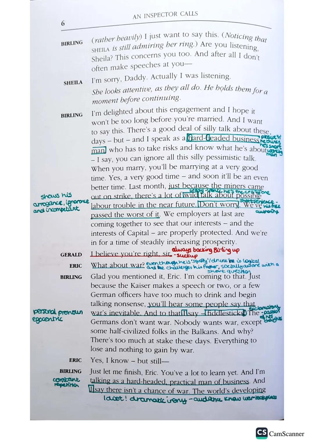 CHARACTERS
ARTHUR BIRLING
SYBIL BIRLING his wife
SHEILA BIRLING his daughter
ERIC BIRLING his son
AEDNA the maid
GERALD CROFT
*INSPECTOR GOO