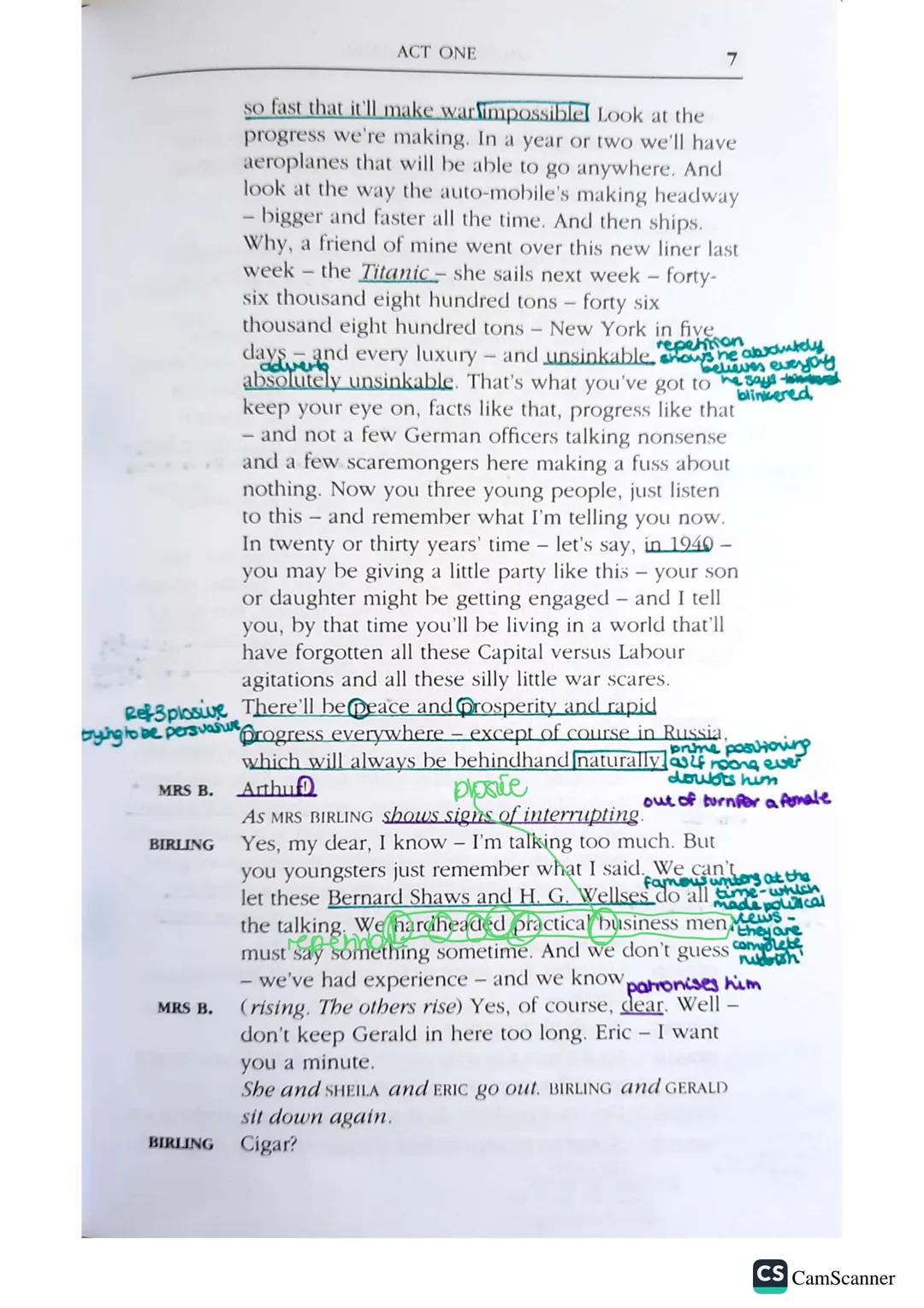 CHARACTERS
ARTHUR BIRLING
SYBIL BIRLING his wife
SHEILA BIRLING his daughter
ERIC BIRLING his son
AEDNA the maid
GERALD CROFT
*INSPECTOR GOO
