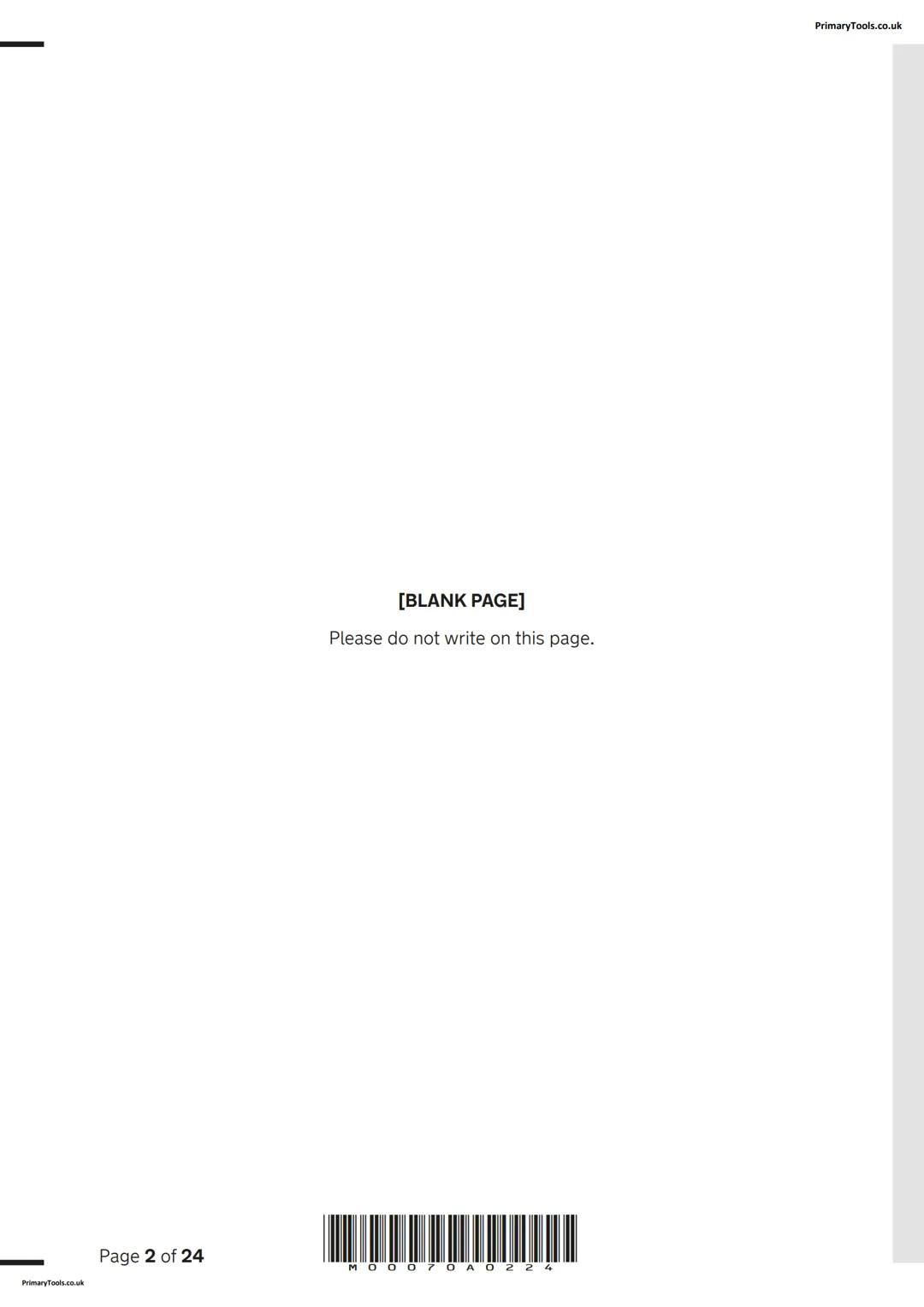 2024 national curriculum tests
Key stage 2
Mathematics
Paper 2: reasoning
First name
Middle name
Last name
Date of birth
Day
Month
Year
Scho