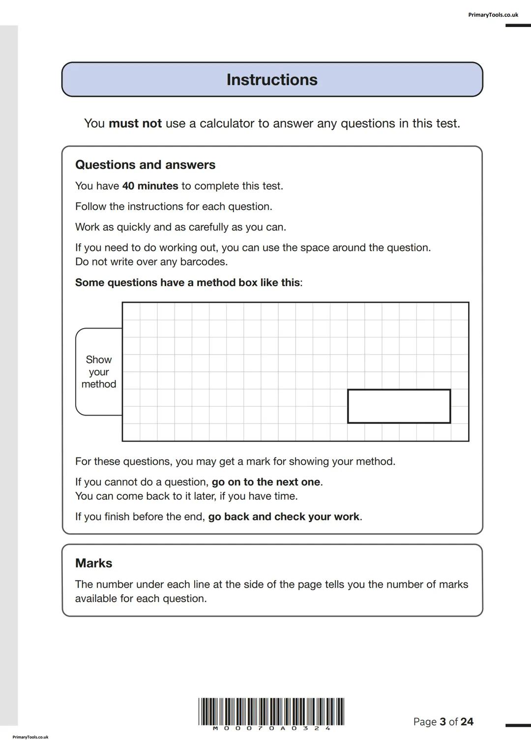 2024 national curriculum tests
Key stage 2
Mathematics
Paper 2: reasoning
First name
Middle name
Last name
Date of birth
Day
Month
Year
Scho