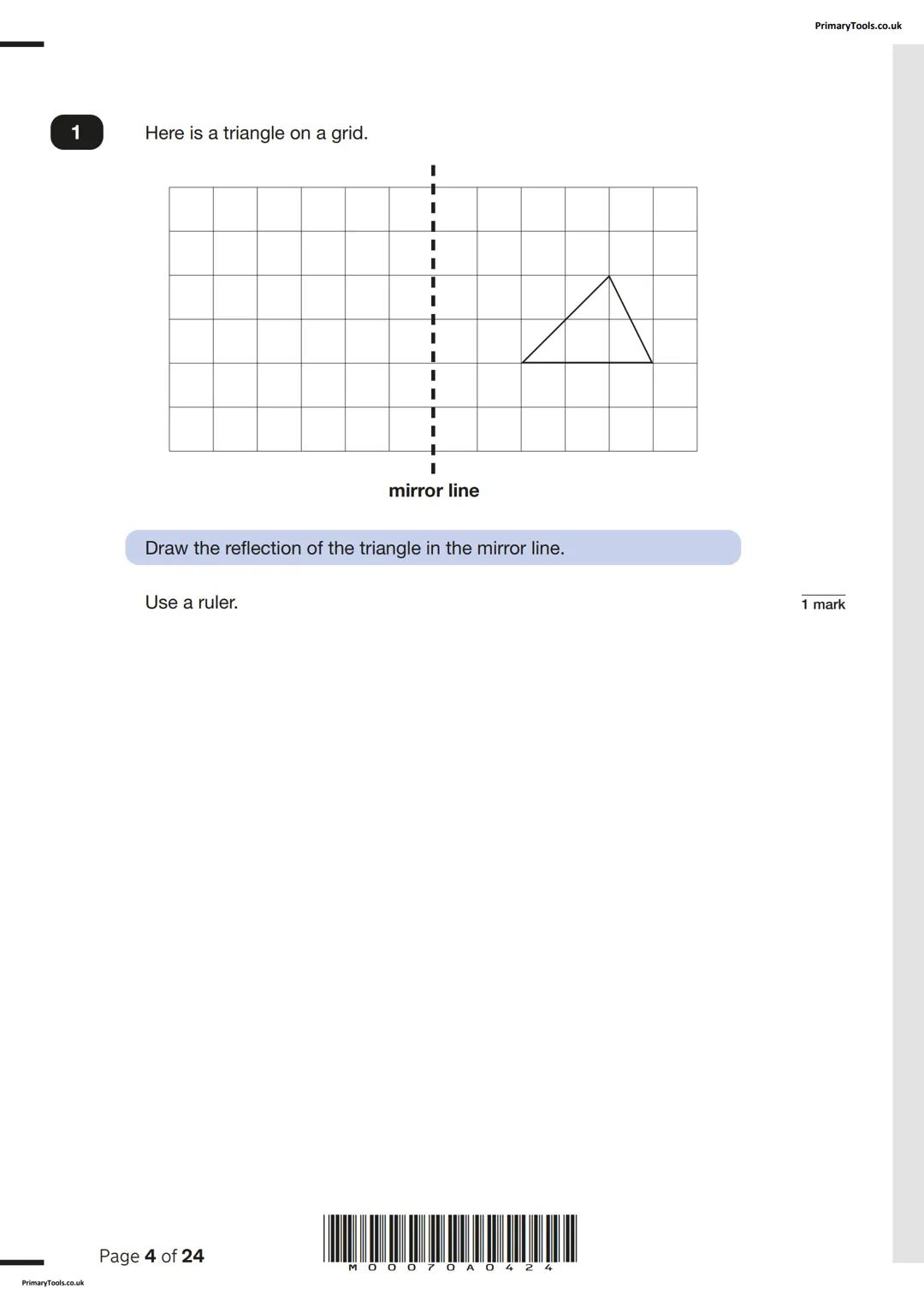 2024 national curriculum tests
Key stage 2
Mathematics
Paper 2: reasoning
First name
Middle name
Last name
Date of birth
Day
Month
Year
Scho