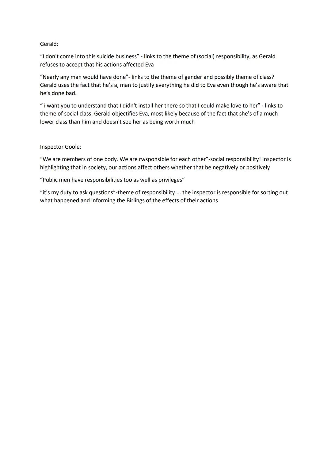 English homework inspector calls revision homework: 3 three quotes about each character:
Mr birling:
"I speak as a head headed businessman"