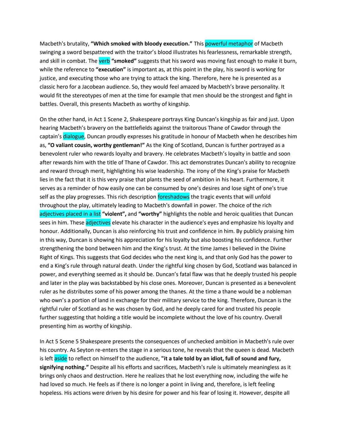 Macbeth
How does Shakespeare present the theme of Kingship in the play 'Macbeth'?
Write about:
. How Shakespeare presents Kingship in the ex