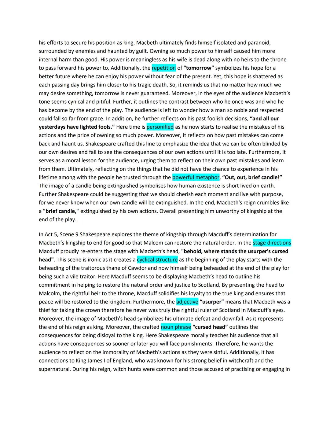 Macbeth
How does Shakespeare present the theme of Kingship in the play 'Macbeth'?
Write about:
. How Shakespeare presents Kingship in the ex