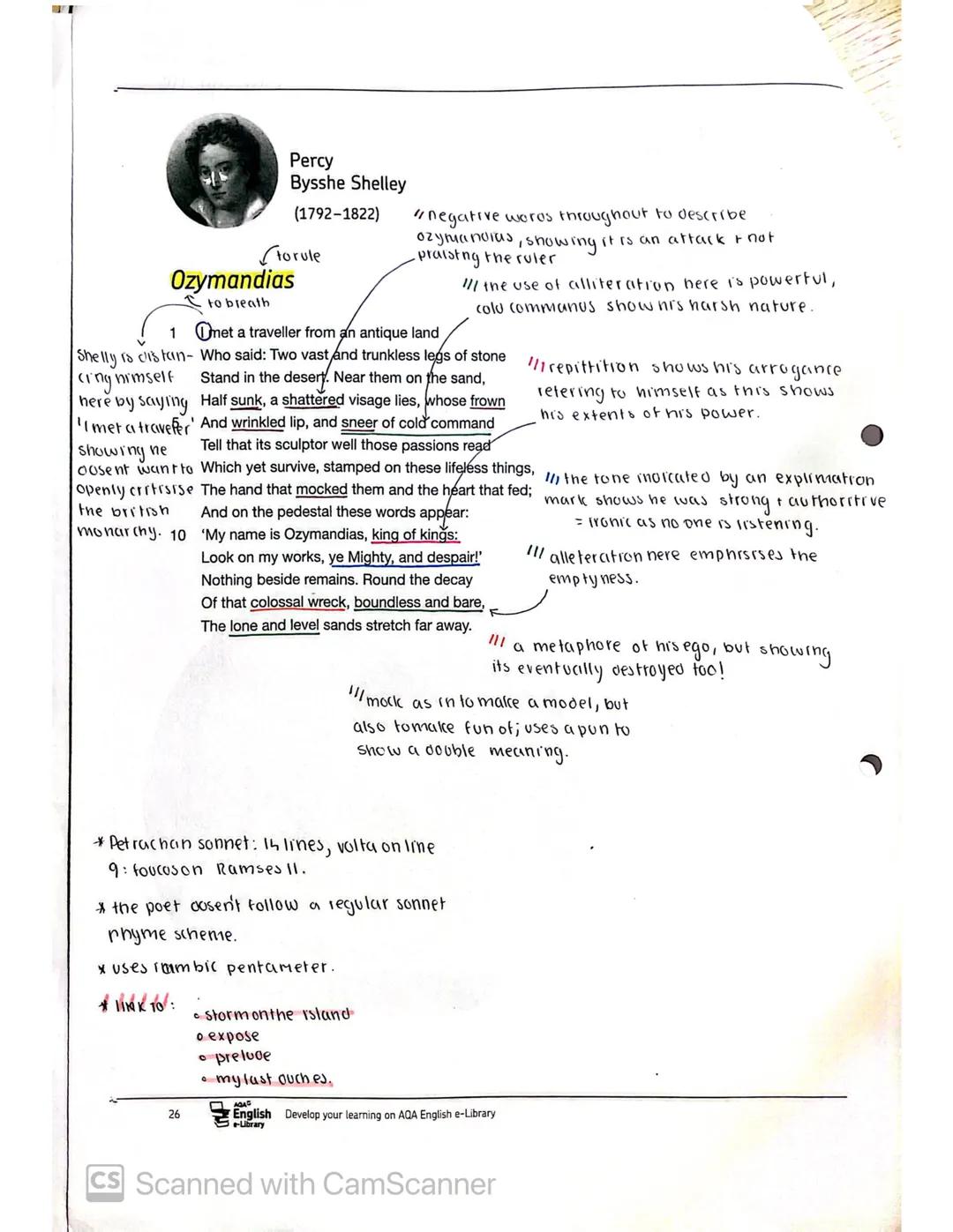 Power & Conflict Poems- Annotated (English literature)