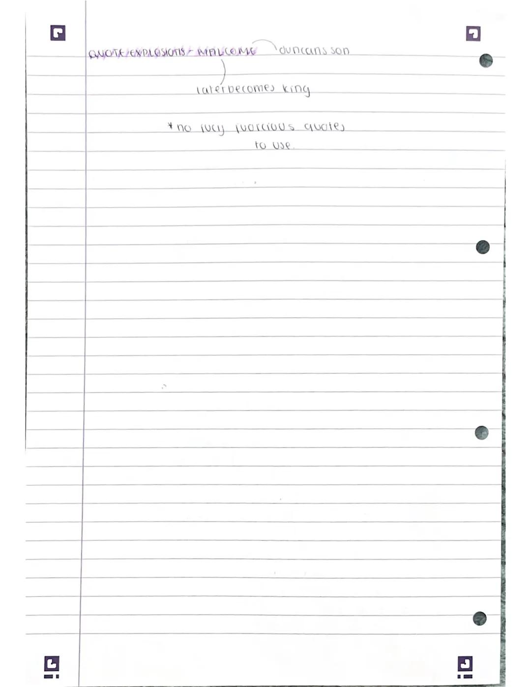 QUOTE EXPLOSIONS - LADY MACBETH
"dash's the brains out"
characterises,
LM as violent +
determined
she rejects maternal
Inclinations
compeate