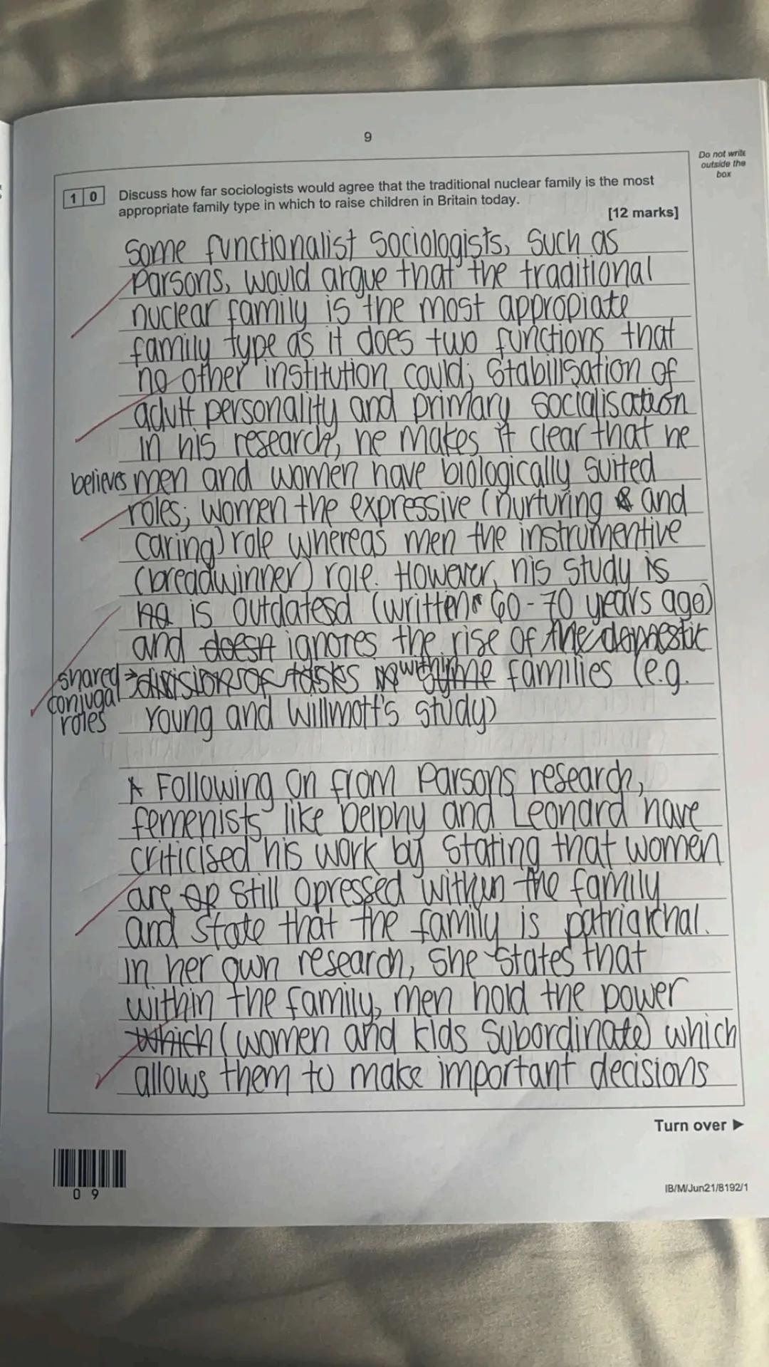 9
10
Discuss how far sociologists would agree that the traditional nuclear family is the most
appropriate family type in which to raise chil